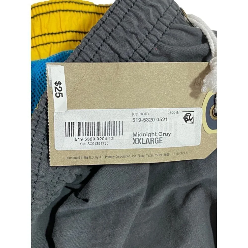NWT St. John's Bay Men's Swim Suit Midnight Gray Four Pockets Size XXL‎